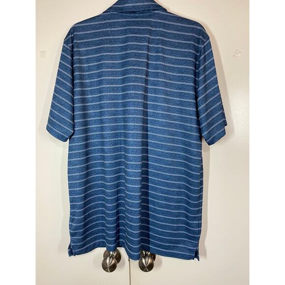TWO Pebble Beach Blue & White Striped Short Sleeve Dry-Luxe Performance Polo XL - Picture 9 of 11